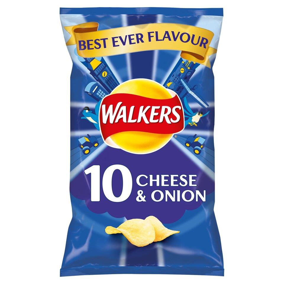 Walkers Cheese & Onion Crisps 10 Pack 25g