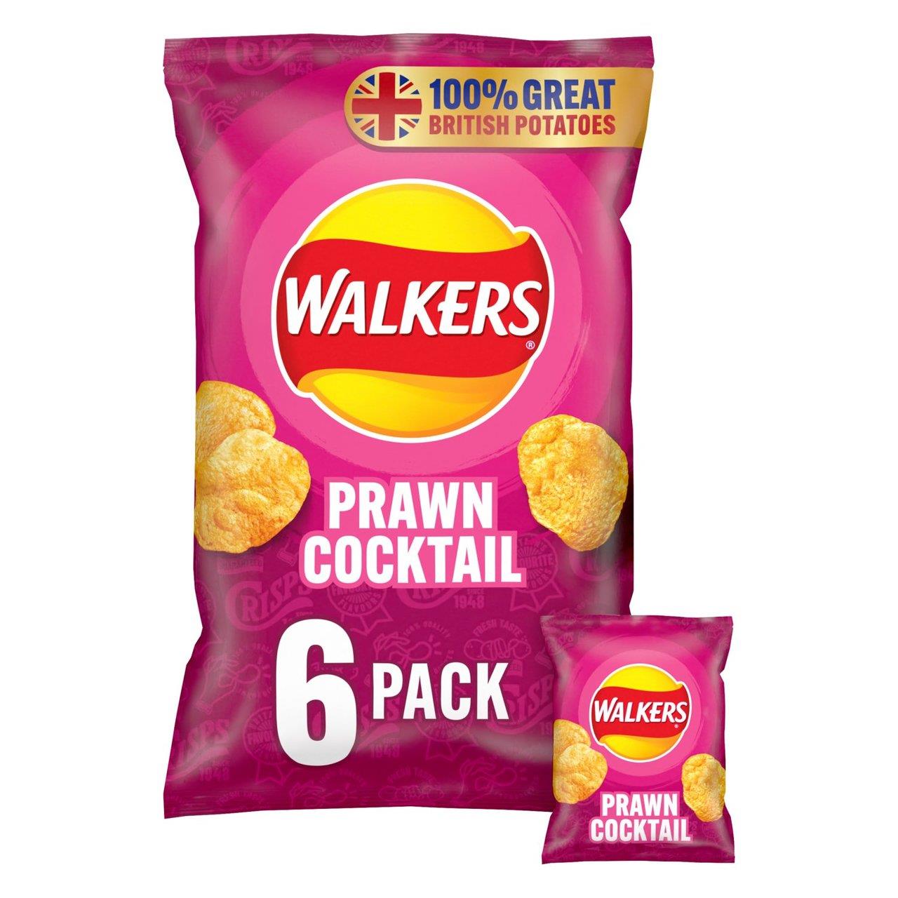 Walkers Prawn Cocktail Crisps 6 Pack 25g