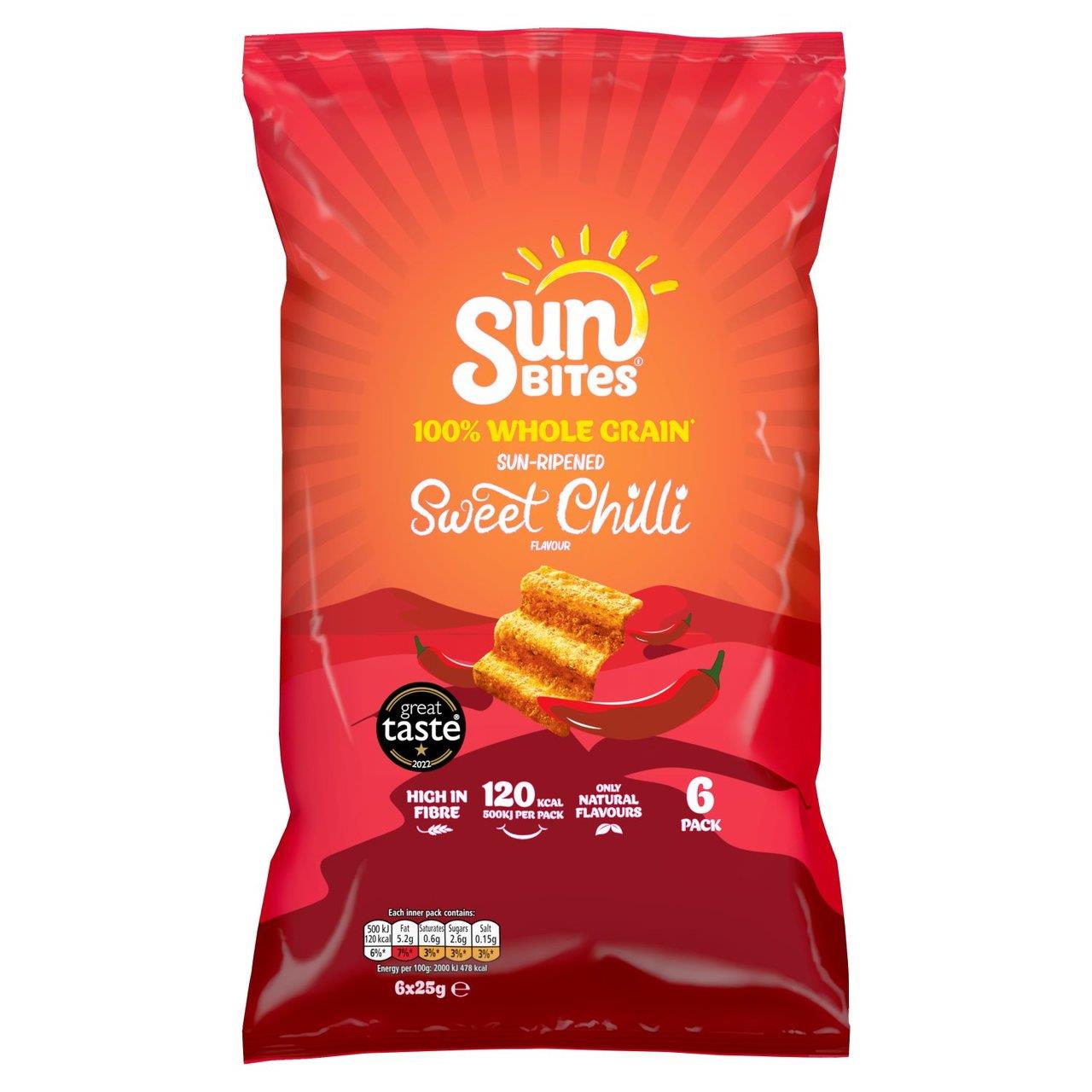 Walkers Sunbites Sun Ripened Sweet Chlli Crisps 6 Pack 25g