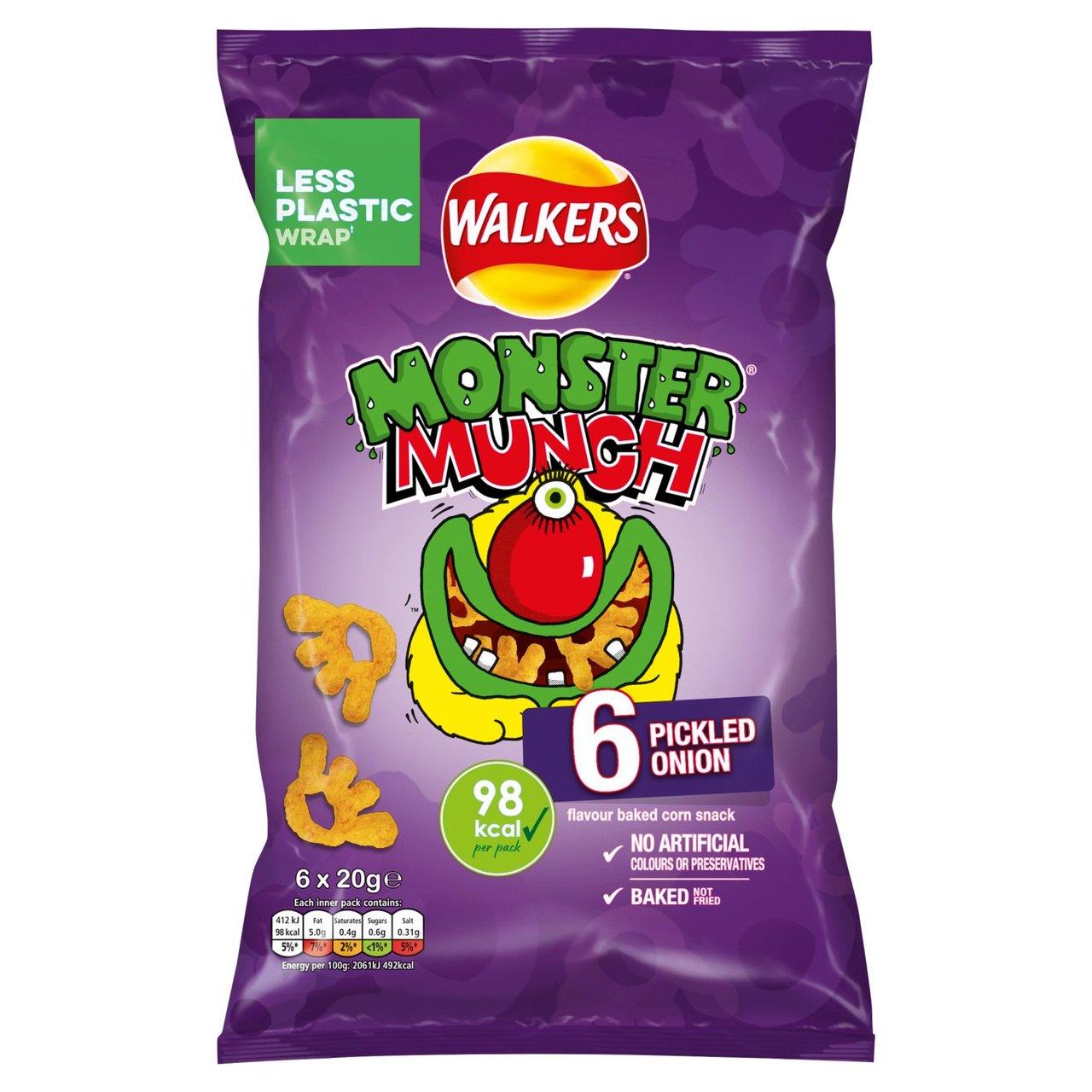 Walkers Monster Munch Pickled Onion 6 Pack 22g