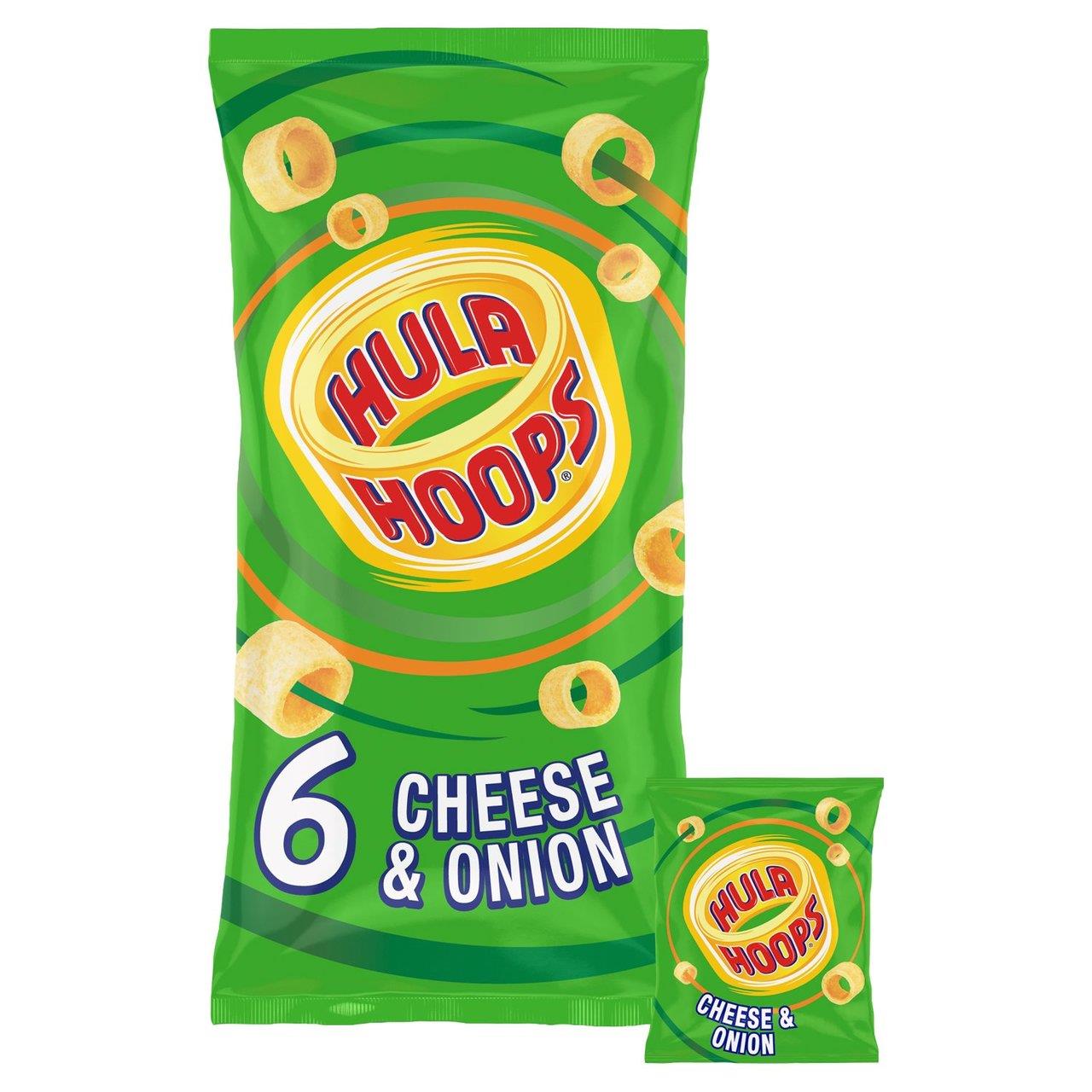 KP Hula Hoops Cheese & Onion Crisps 6 Pack 24g