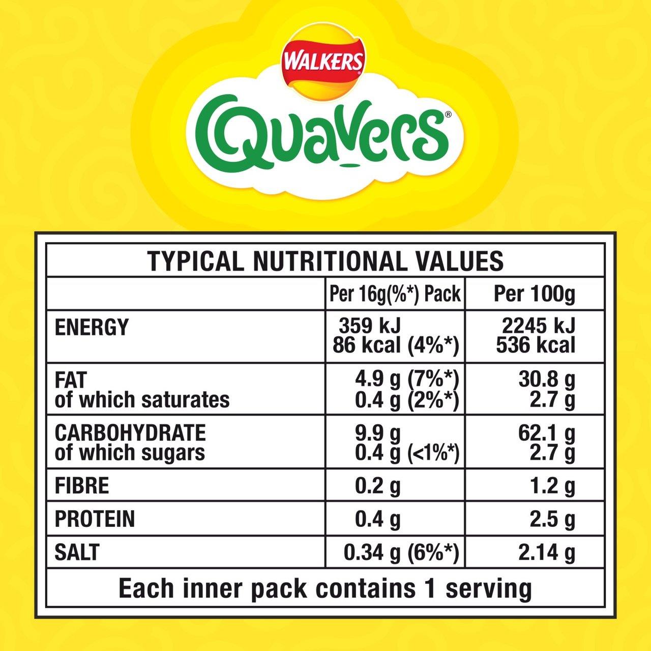 Walkers Quavers Cheese 6 Pack 16g