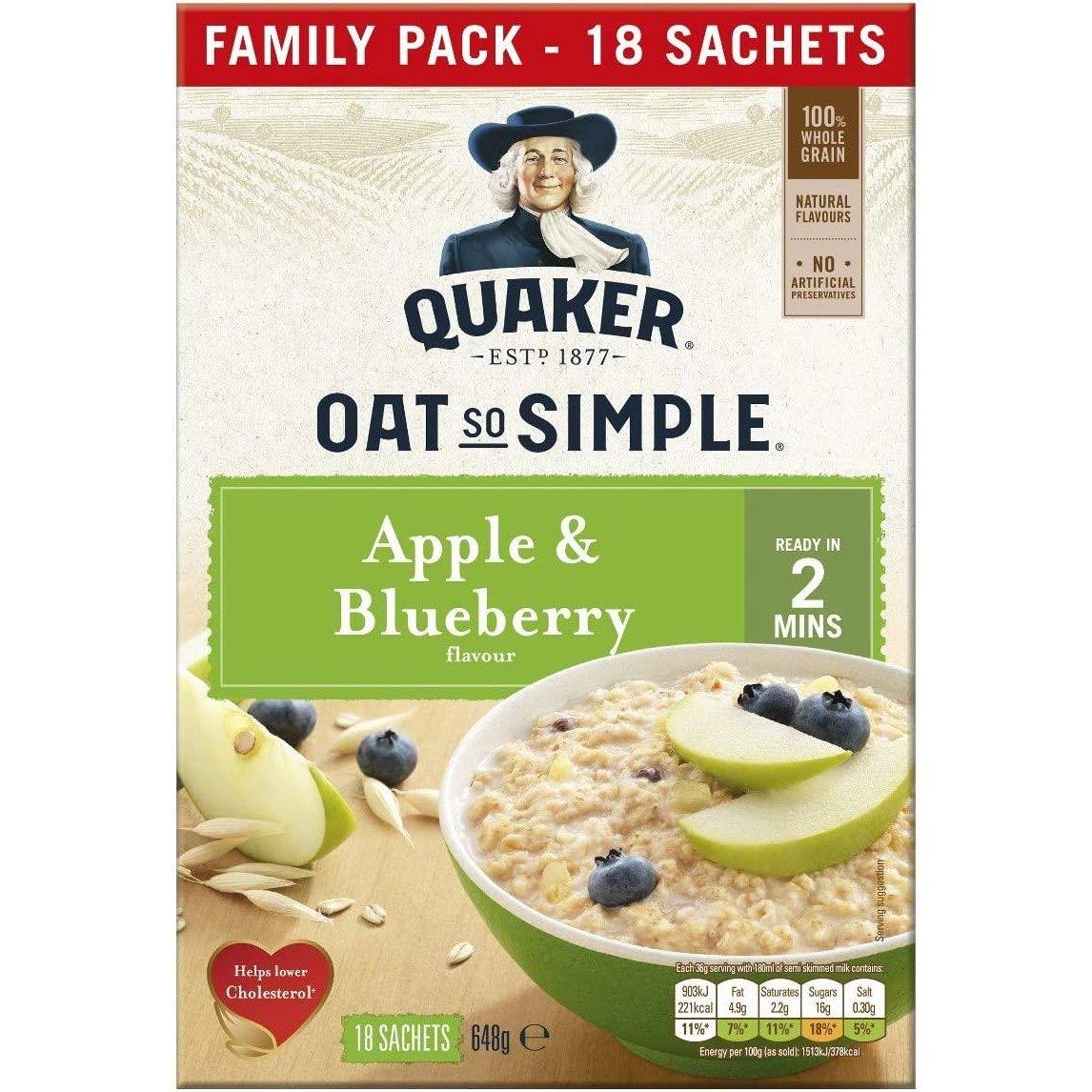 Quaker Apple & Blueberry Oats 18 Sachets 648g