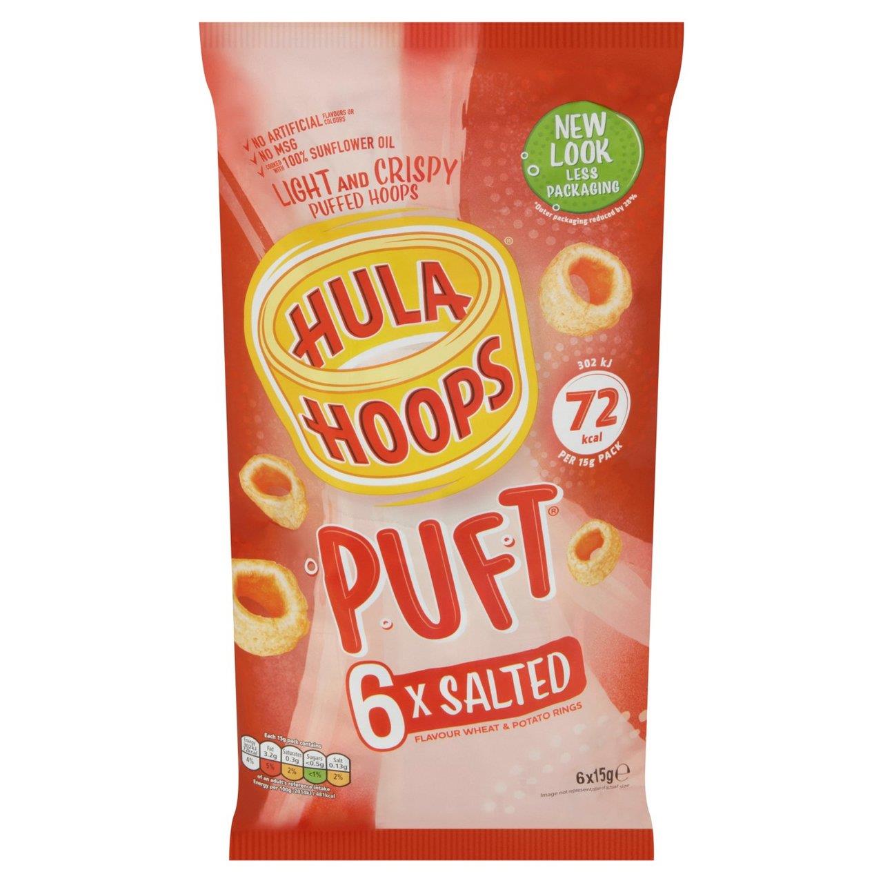 KP Hula Hoops Puft Salted Crisps 6 Pack 15g
