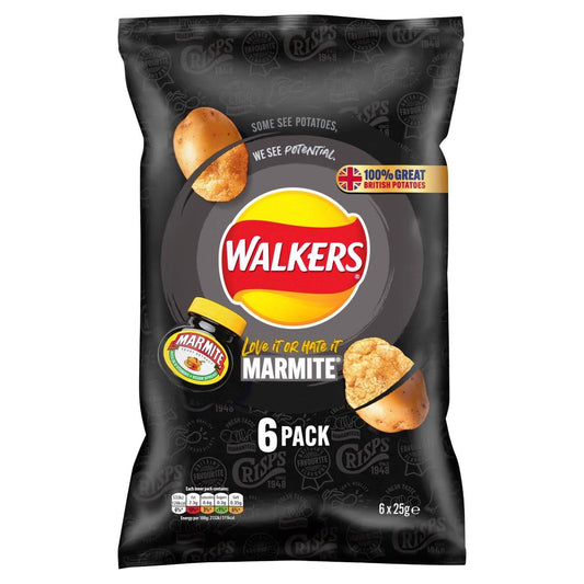 Walkers Marmite Crisps 6 Pack 25g
