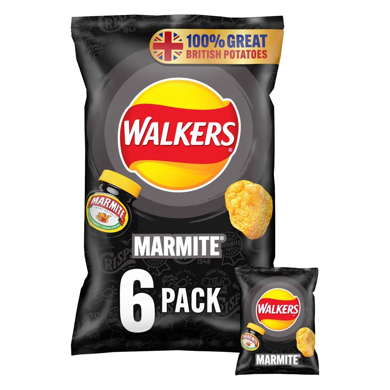 Walkers Marmite Crisps 6 Pack 25g
