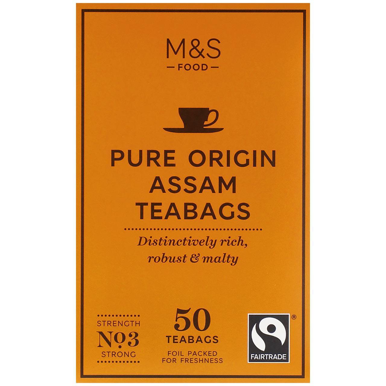 M&S Pure Origin Assam TeaBags 50 Pack 125g