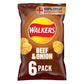 Walkers Beef & Onion Crisps 6 Pack 25g