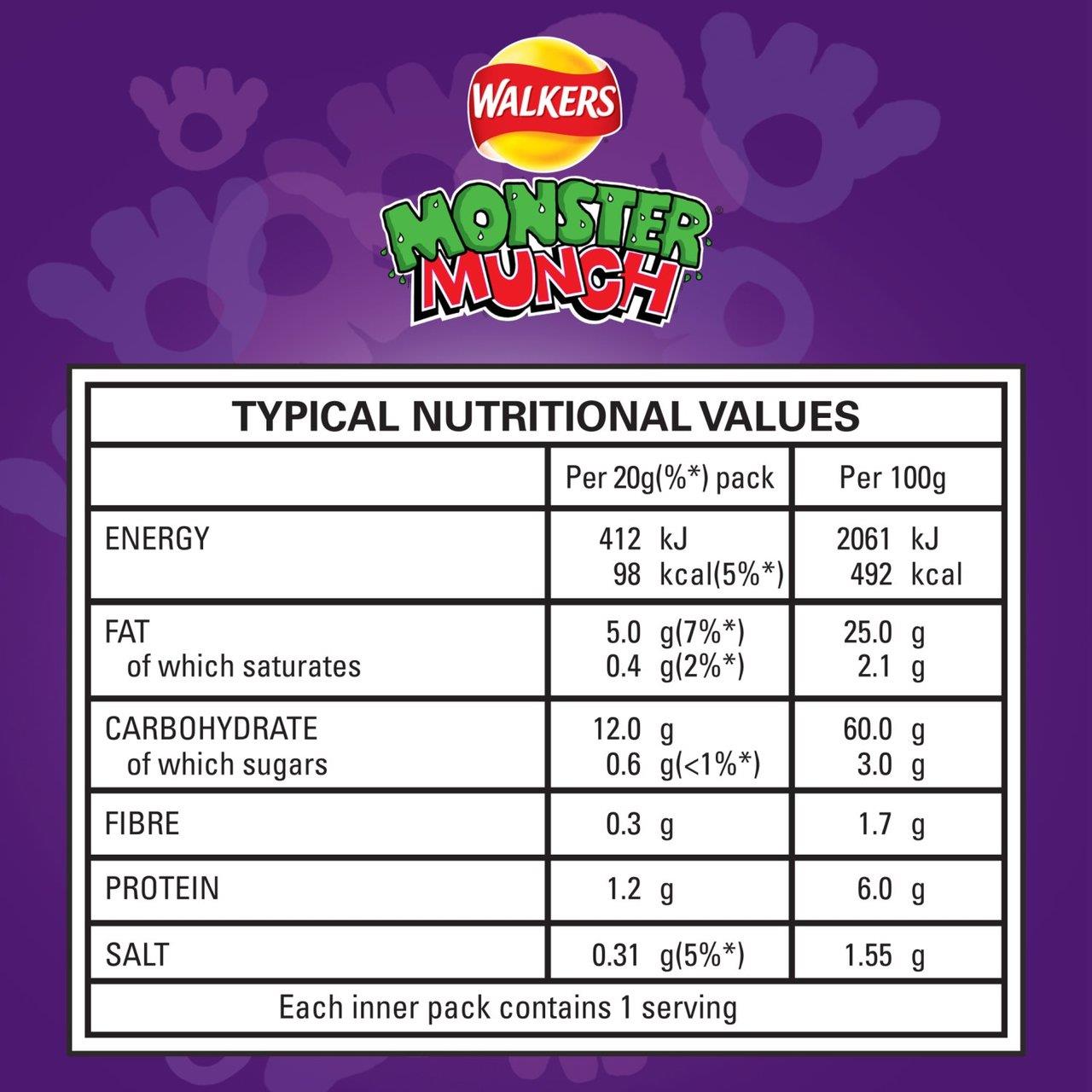 Walkers Monster Munch Pickled Onion 6 Pack 22g