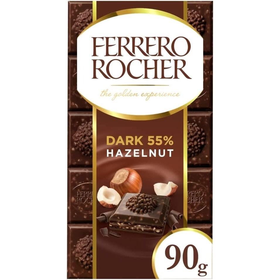 Ferrero Rocher Dark 55% Hazelnut Bar 90g