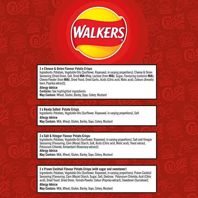 Walkers Classic Variety Crisps 12 Pack 25g