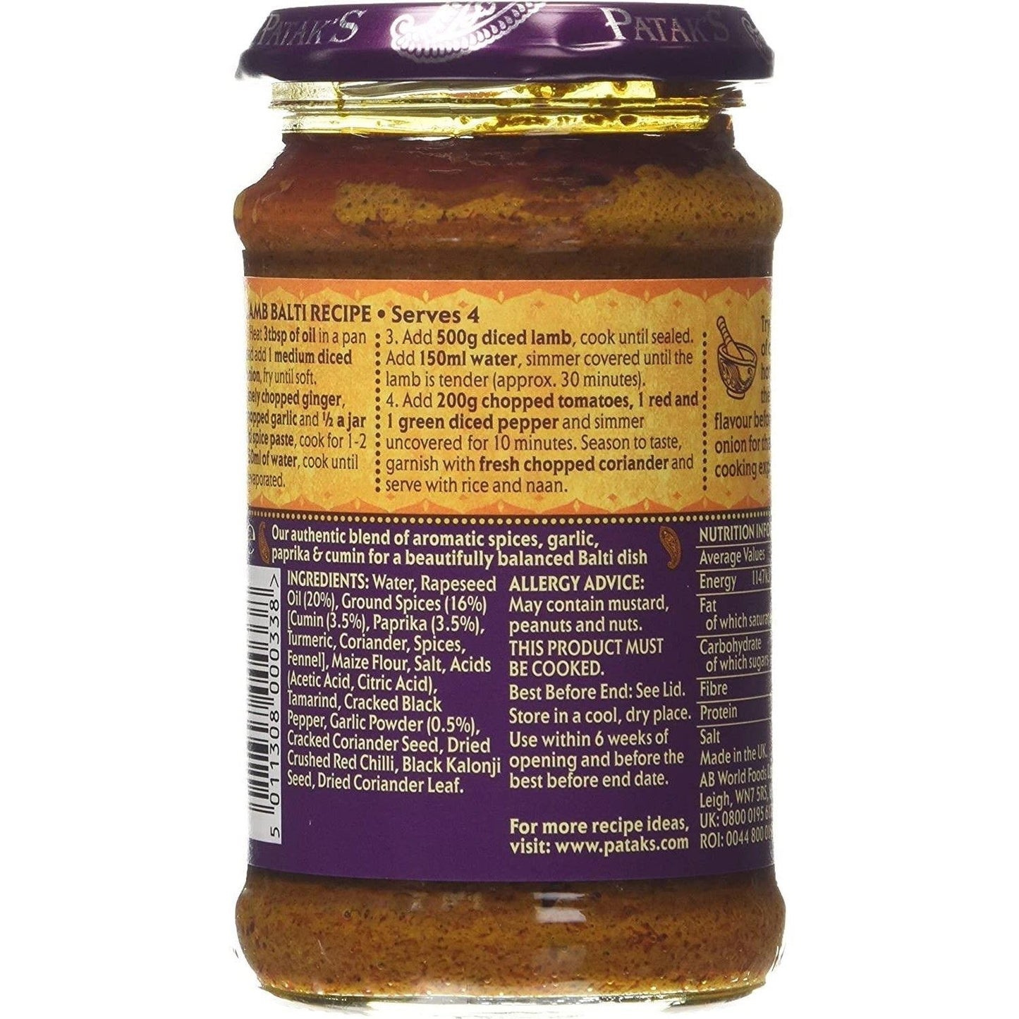 Patak's Balti Spice Paste Medium Jar 283g