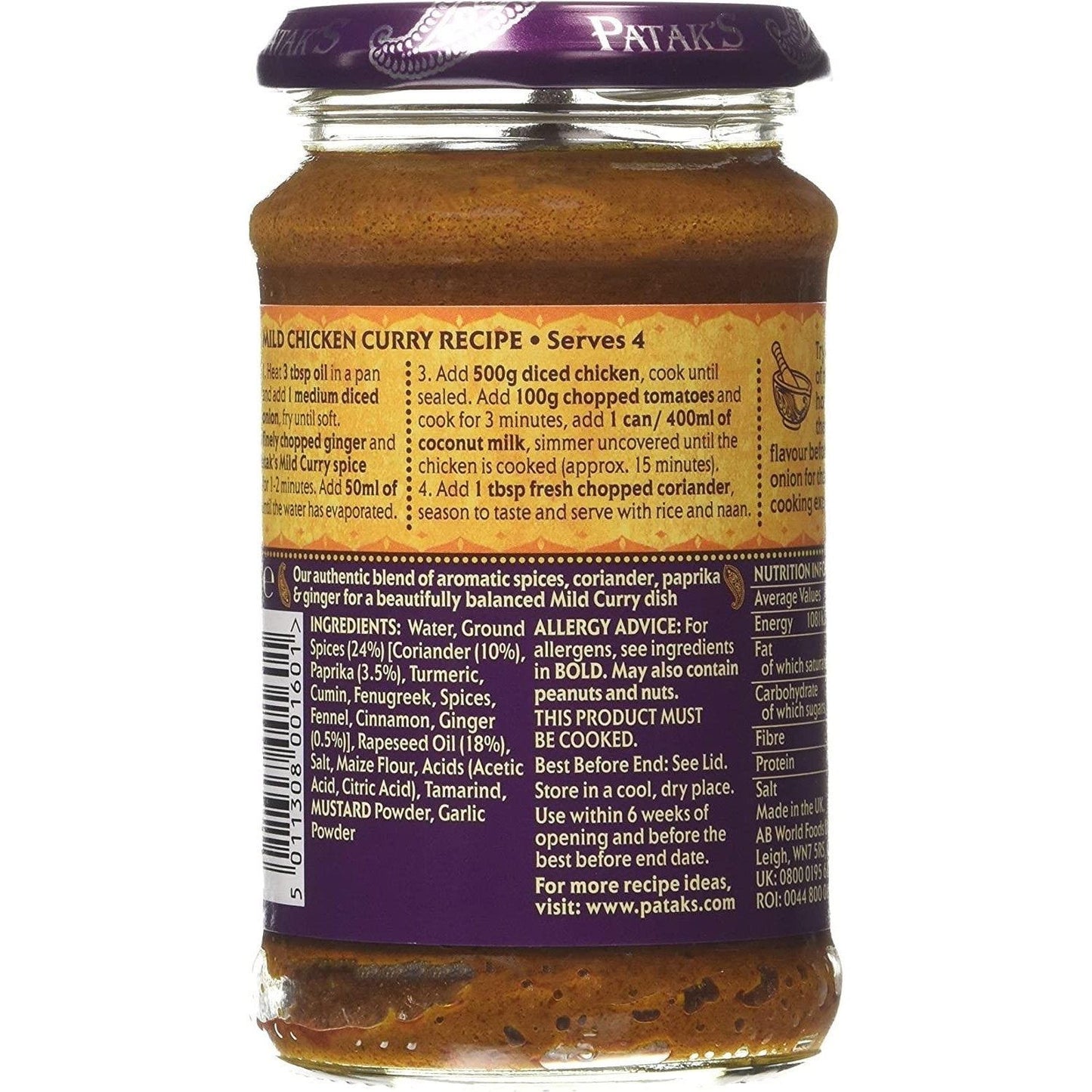 Patak's Mild Curry Spice Paste Mild Jar 283g