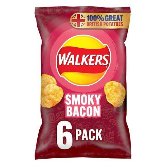 Walkers Smoky Bacon Crisps 6 Pack 25g