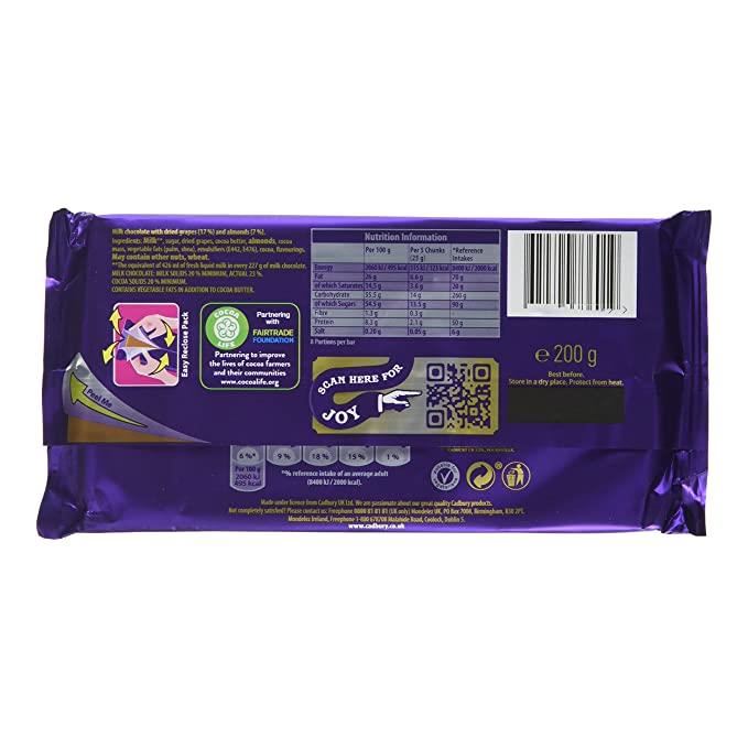 Cadbury Fruit & Nut Chocolate Bar 200g