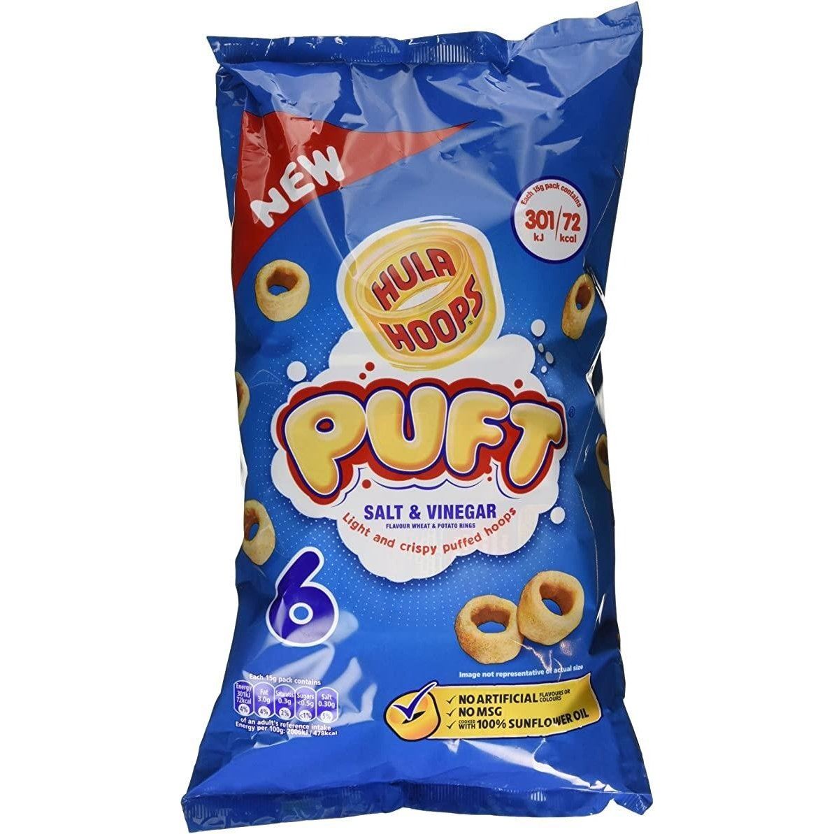 KP Hula Hoops Puft Salt & Vinegar Crisps 6 Pack 15g