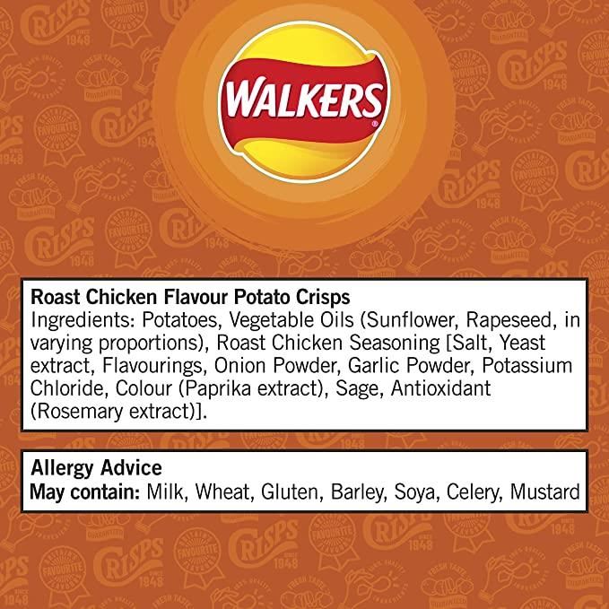 Walkers Roast Chicken Crisps 6 Pack 25g