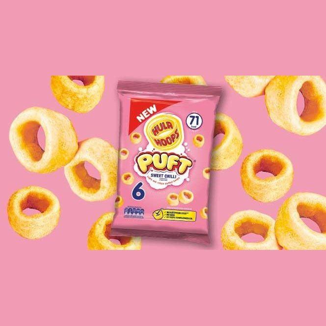 KP Hula Hoops Puft Sweet Chilli Crisps 6 Pack 15g