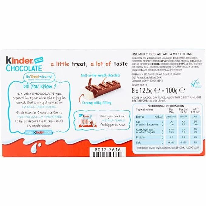 Kinder Chocolate 8 Pack 100g