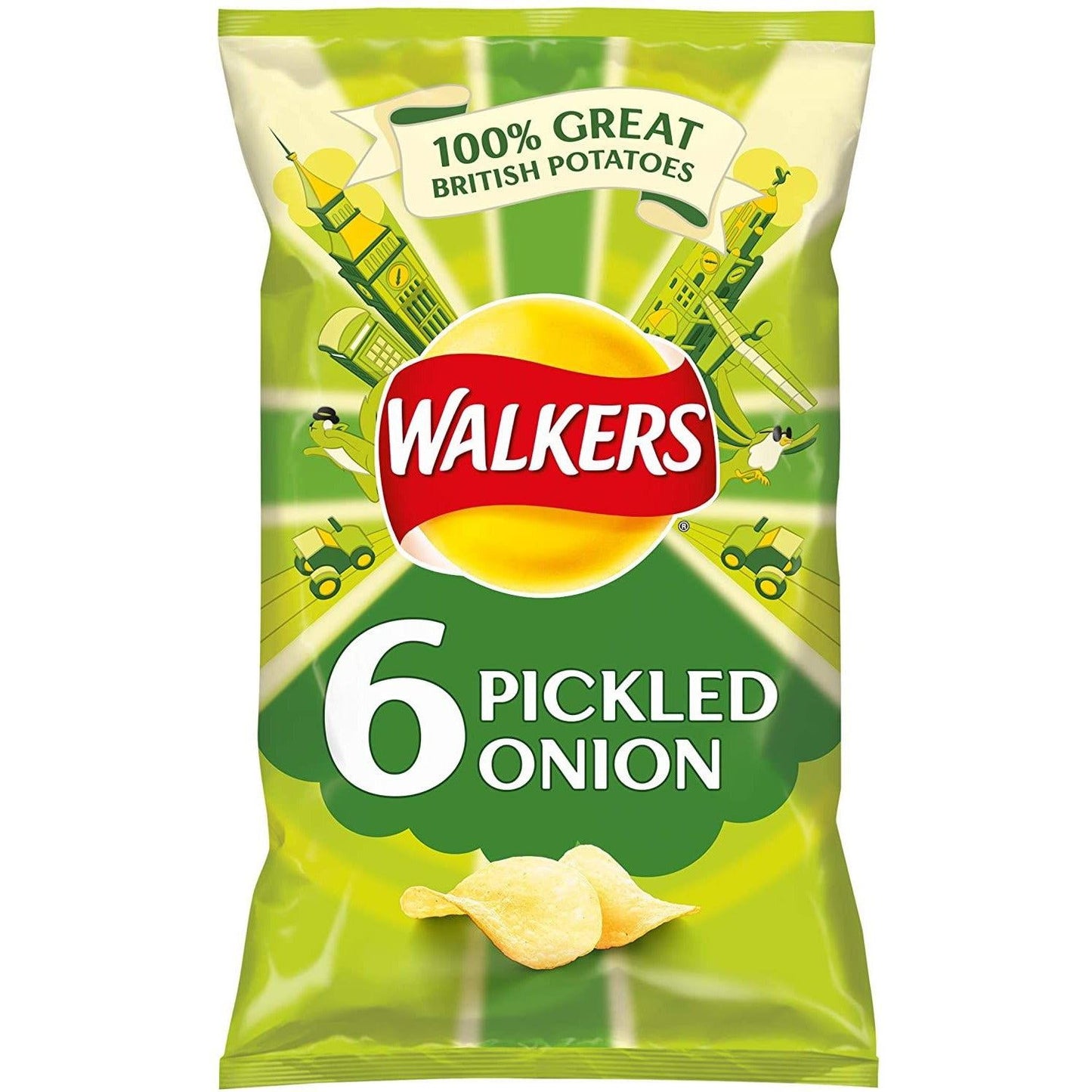 Walkers Pickled Onion Crisps 6 Pack 25g