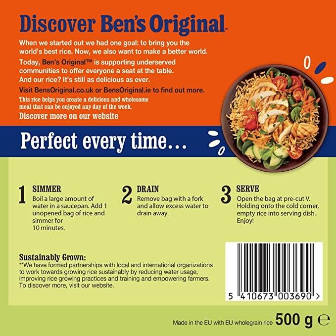 Ben's Original Boil in Bag Wholegrain Rice 4 Pack 500g