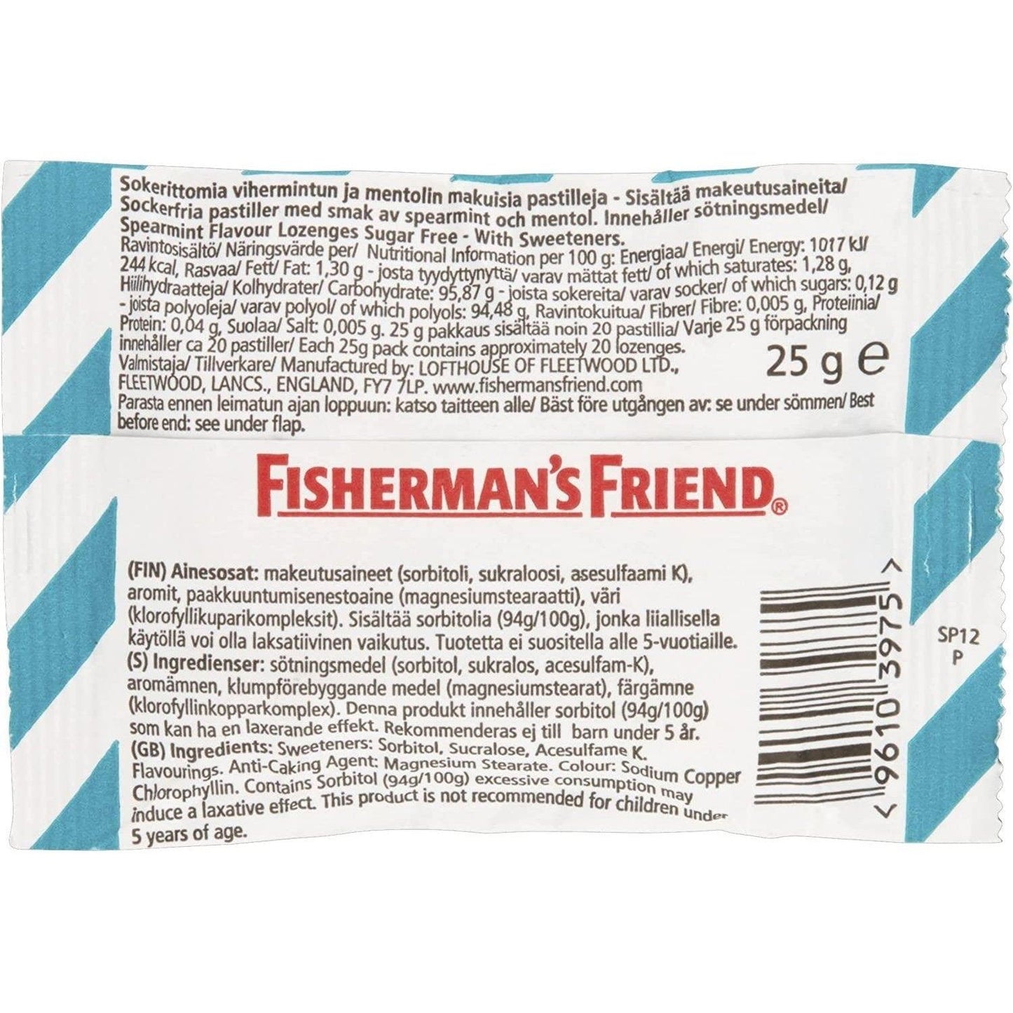 Fisherman's Friends Spearmint Sugar Free Lozenges 25g