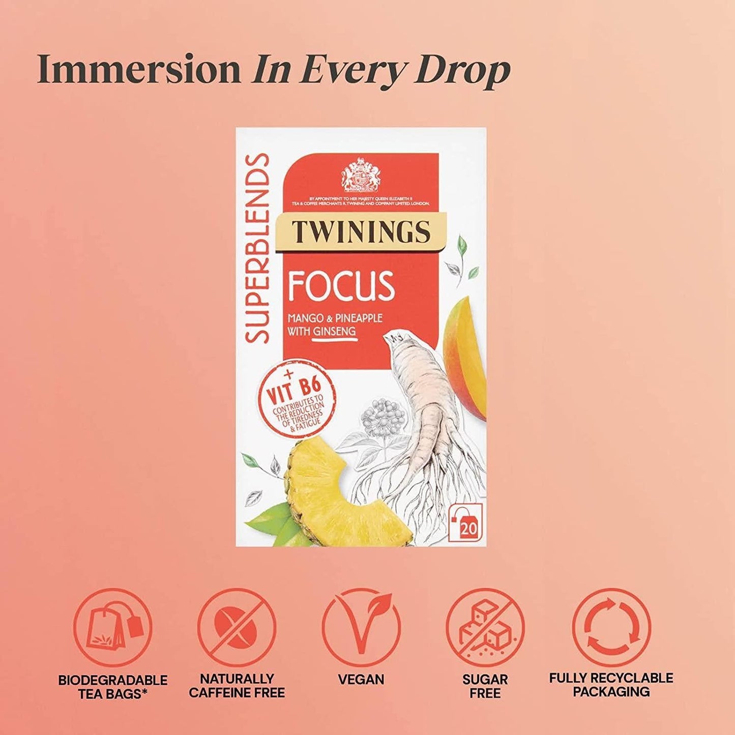 Twinings Superblends Focus Tea Bags 20 Pack 30g