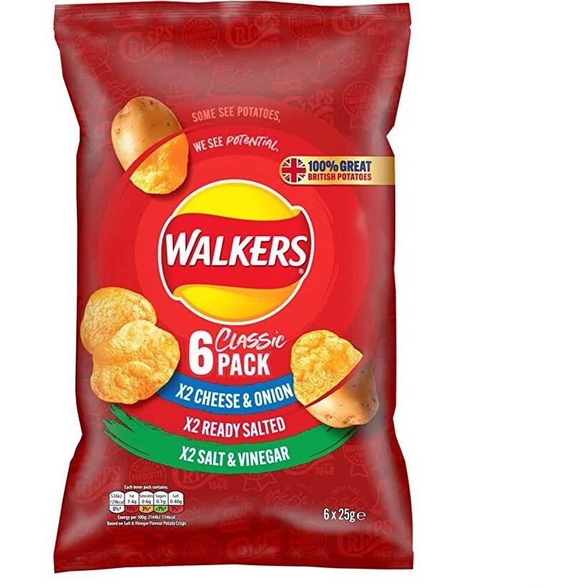 Walkers Classic Variety Crisps 6 Pack 25g