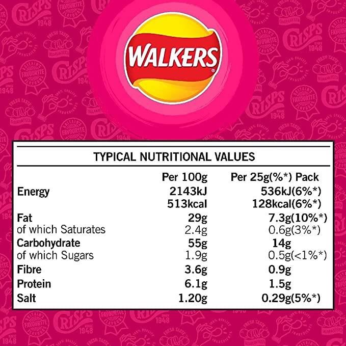 Walkers Prawn Cocktail Crisps 6 Pack 25g