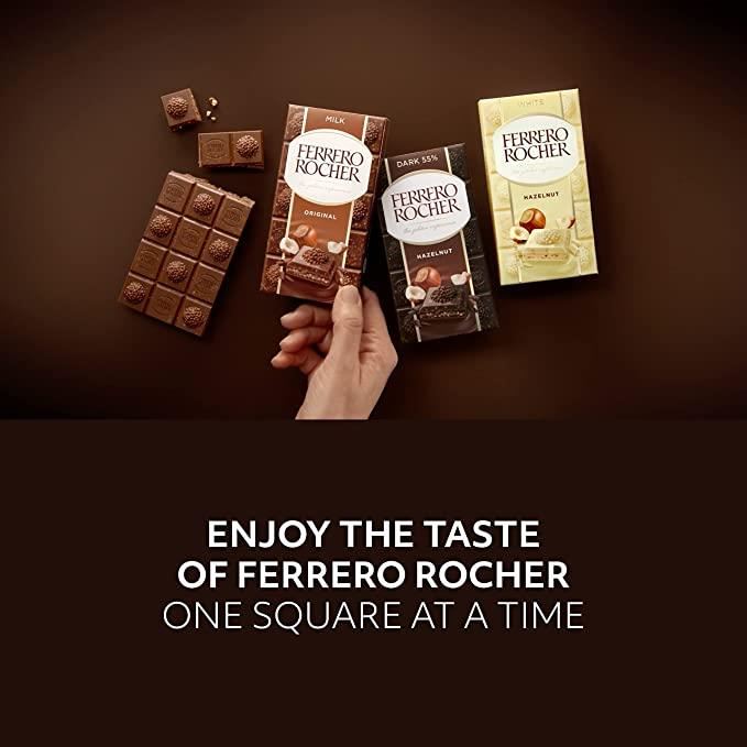 Ferrero Rocher Dark 55% Hazelnut Bar 90g