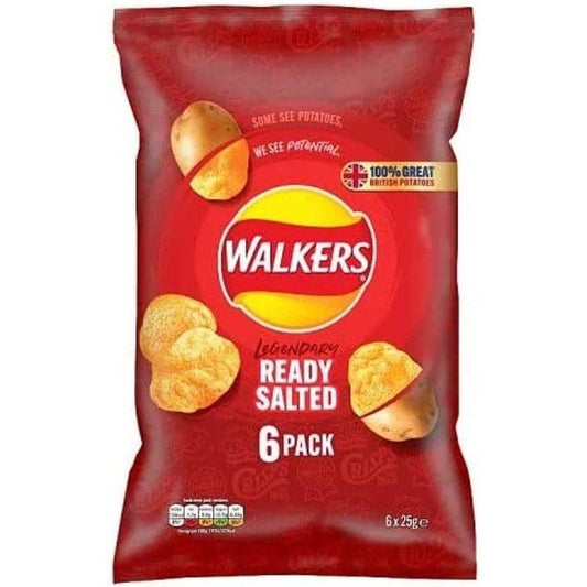 Walkers Ready Salted Crisps 6 Pack 25g