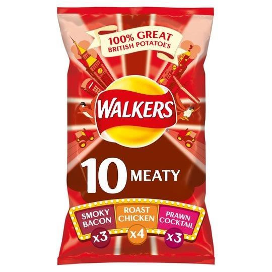 Walkers Meaty Variety Crisps 10 Pack 25g