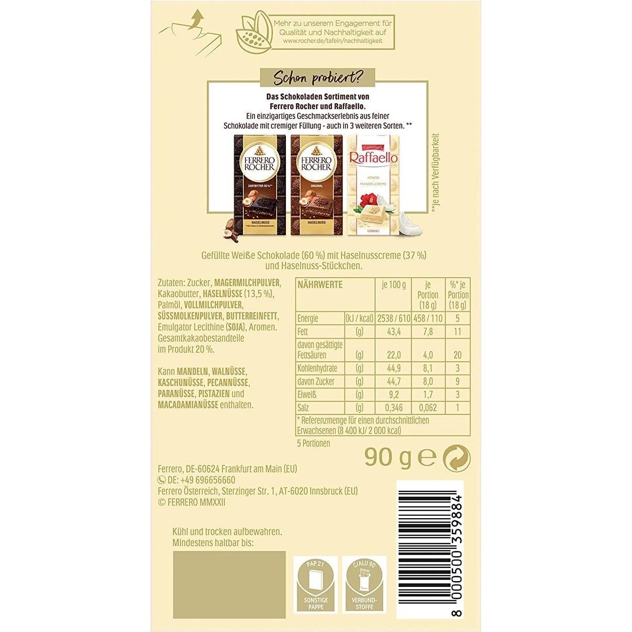 Ferrero Rocher White Chocolate Hazelnut Bar 90g