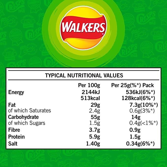 Walkers Pickled Onion Crisps 6 Pack 25g