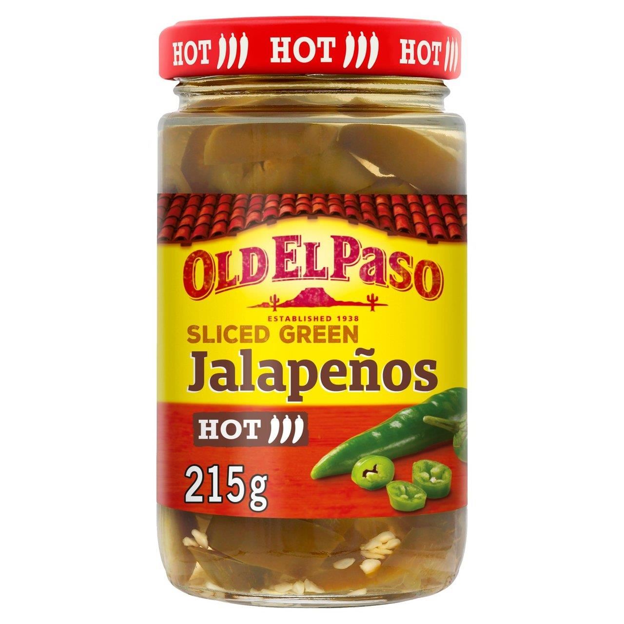 Old El Paso Hot Sliced Green Jalapenos Jar 215g
