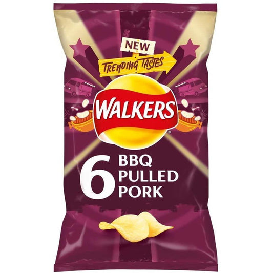 Walkers BBQ Pulled Pork Crisps 6 Pack 25g