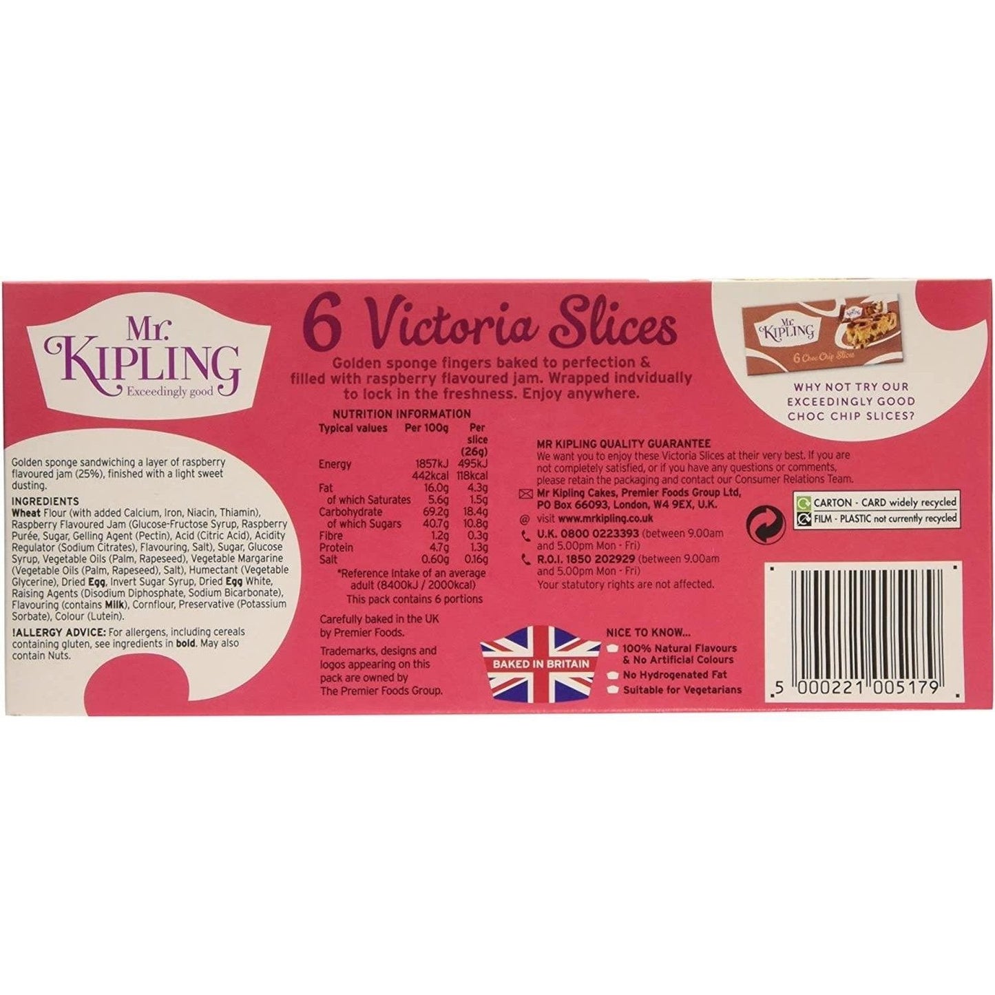 Mr Kipling Victoria Slices 6 Pack 156g