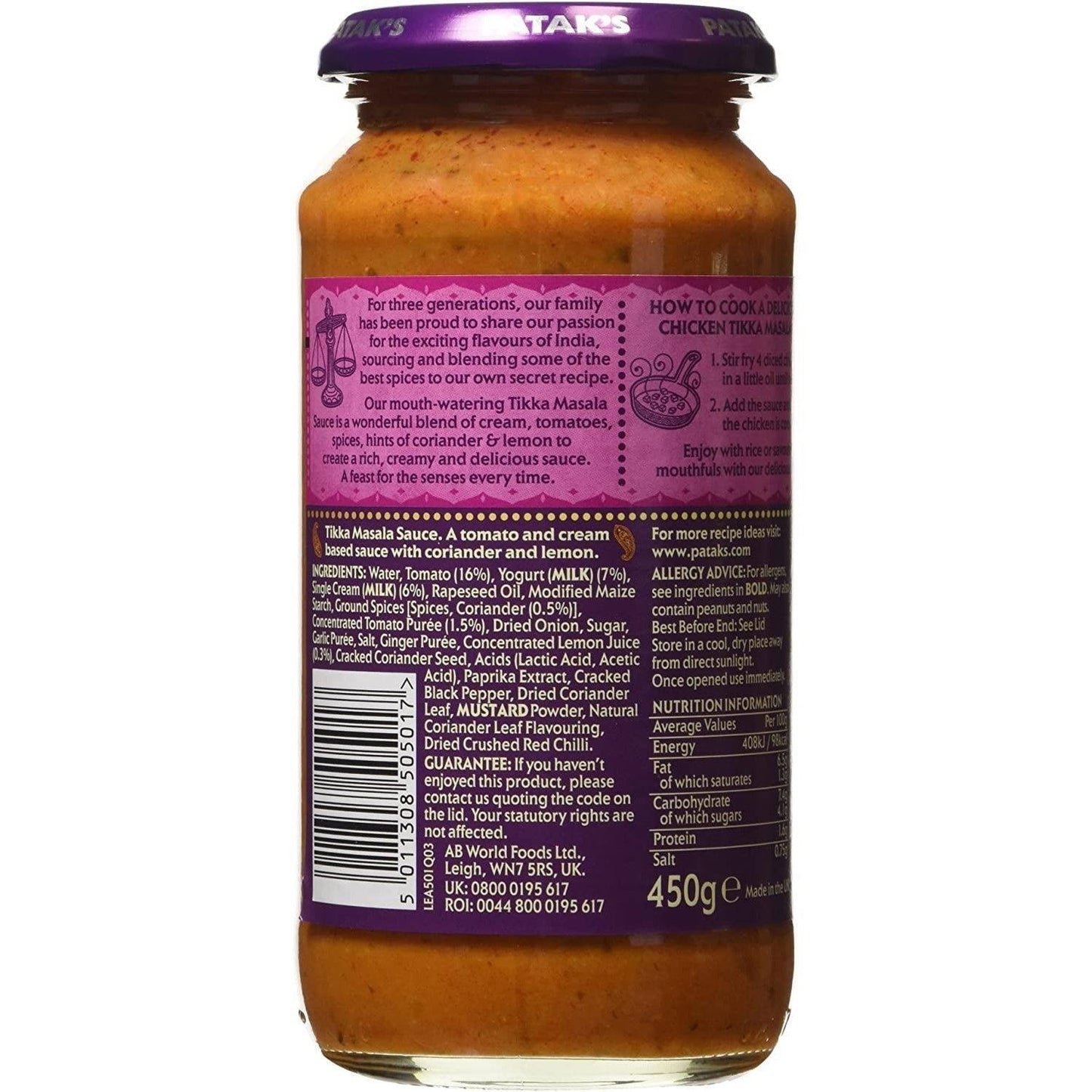 Patak's Tikka Masala Medium Jar 450g