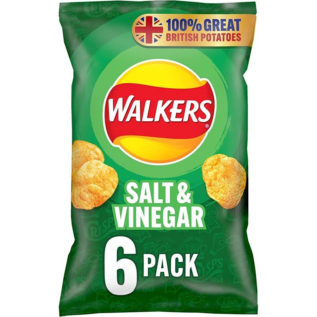 Walkers Salt & Vinegar Crisps 6 Pack 25g